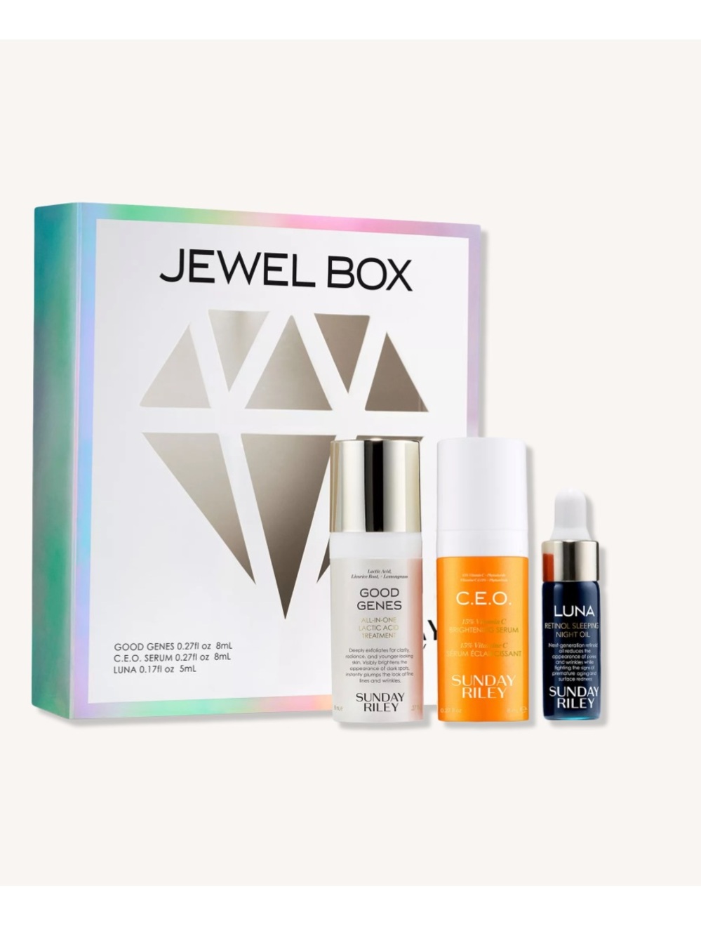 Sunday Riley Jewel Box 3 Piece Set - White & Holographic